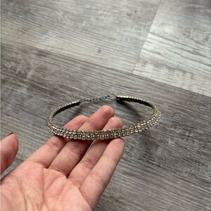 Elegant Silver Rhinestone Choker Necklace